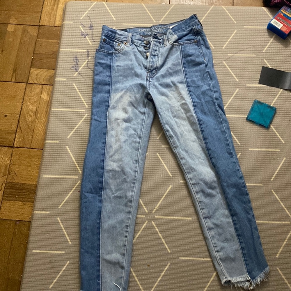 American Eagle High Vintage Rise Jeans Two Tones (Size 2)